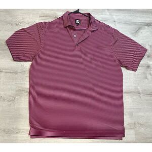 FootJoy‎ FJ Golf Polo Mens XLarge Pink Black Striped Short Sleeve Shirt